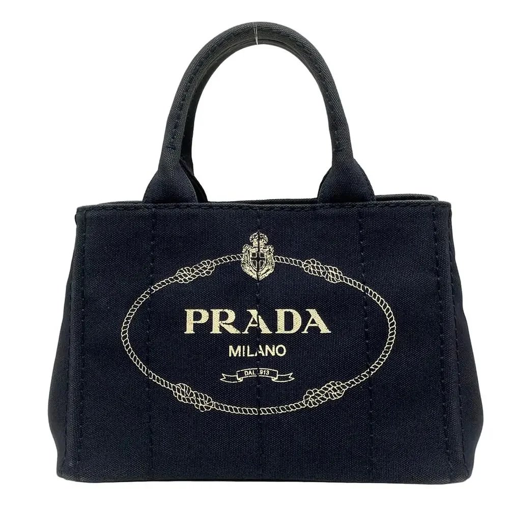 Prada Canapa Tote Bag 1BG439 Navy Cream